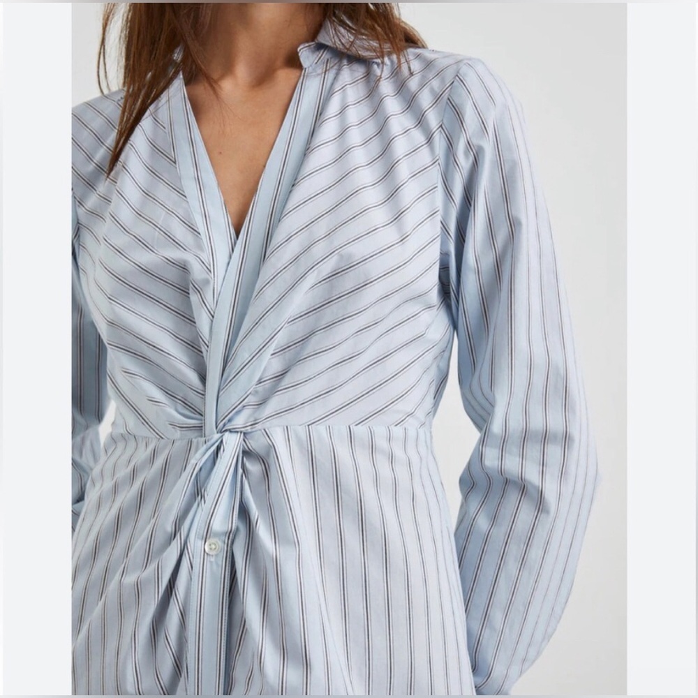 RAILS Women’s L Blue/White Stripe Irie V-Neck Midi Shirt Dress in Hampton Stripe - Picture 3 of 16